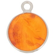 Breloque ronde 11 mm - pierre gemme - Argent 925 - Cornaline x1