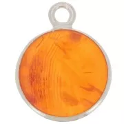 Breloque ronde 11 mm - pierre gemme - Argent 925 - Cornaline x1