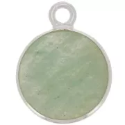 Breloque ronde 11 mm - pierre gemme - Argent 925 - Amazonite x1