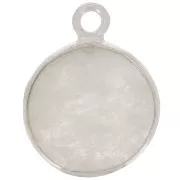 Breloque ronde 11 mm - pierre gemme - Argent 925 - Pierre de lune x1