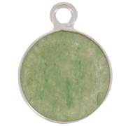 Breloque ronde 11 mm - pierre gemme - Argent 925 - Aventurine x1