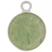 Breloque ronde 11 mm - pierre gemme - Argent 925 - Aventurine x1