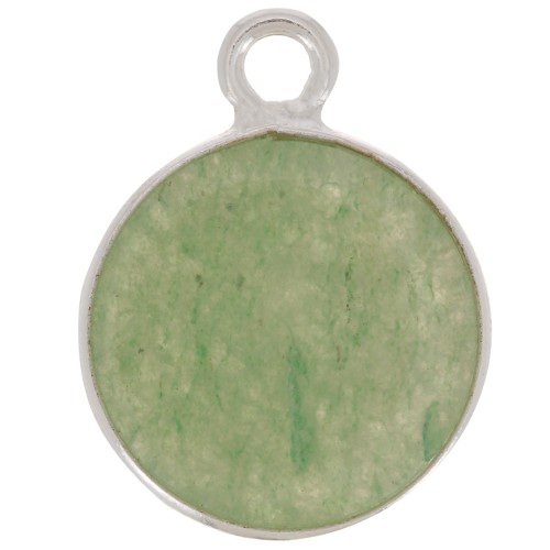 Breloque ronde 11 mm - pierre gemme - Argent 925 - Aventurine x1