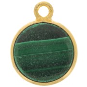 Breloque ronde 11 mm - pierre gemme - Argent 925 Doré à l'or fin - Malachite x1|raw }}