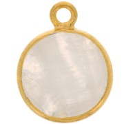 Breloque ronde 11 mm - pierre gemme - Argent 925 Doré à l'or fin - Pierre de lune|raw }}