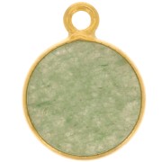 Breloque ronde 11 mm - pierre gemme - Argent 925 Doré à l'or fin - Aventurine x1|raw }}