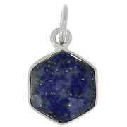 Pendentif hexagone facetté 15x11 mm - pierre gemme - Argent 925 - Lapis lazuli x1|raw }}