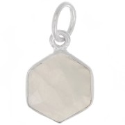 Pendentif hexagone facetté 15x11 mm - pierre gemme - Argent 925 - Pierre de lune