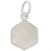 Pendentif hexagone facetté 15x11 mm - pierre gemme - Argent 925 - Pierre de lune
