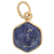 Pendentif hexagone facetté 15x11 mm - Argent 925 Doré à l'or fin - Lapis lazuli x1|raw }}