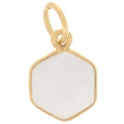 Pendentif hexagone facetté 15x11 mm - Argent 925 Doré à l'or fin - Pierre de lune