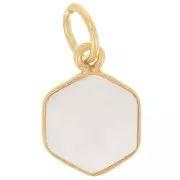 Pendentif hexagone facetté 15x11 mm - Argent 925 Doré à l'or fin - Pierre de lune