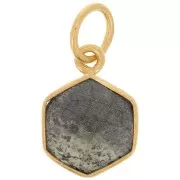 Pendentif hexagone facetté 15x11mm Argent 925 Doré à l'or fin- Turquoise Africaine