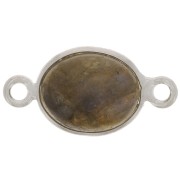 Intercalaire ovale en pierre gemme 13x8 mm - Argent 925 - Labradorite x1