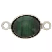 Intercalaire ovale en pierre gemme 13x8 mm - Argent 925 - Malachite x1