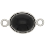 Intercalaire ovale en pierre gemme 13x8 mm - Argent 925 - Onyx noir x1