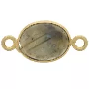 Intercalaire ovale en pierre gemme 13x8 mm - Argent 925 Doré Or fin - Labradorite