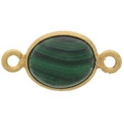 Intercalaire ovale en pierre gemme 13x8 mm - Argent 925 Doré Or fin - Malachite|raw }}