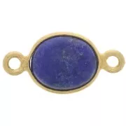 Intercalaire ovale en pierre gemme 13x8 mm - Argent 925 Doré Or fin - Lapis lazuli