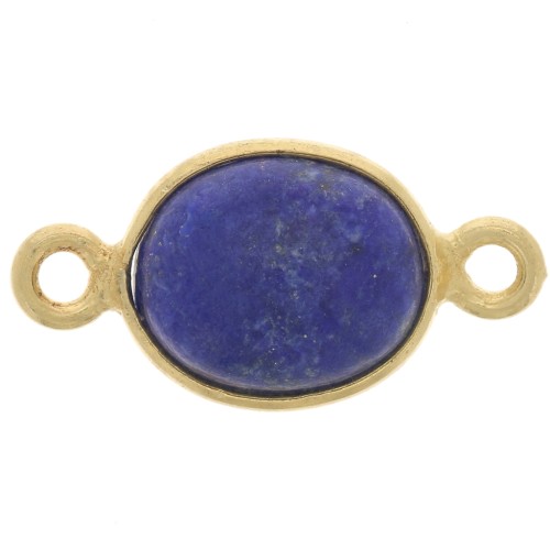Intercalaire ovale en pierre gemme 13x8 mm - Argent 925 Doré Or fin - Lapis lazuli