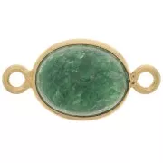 Intercalaire ovale en pierre gemme 13x8 mm - Argent 925 Doré Or fin - Aventurine