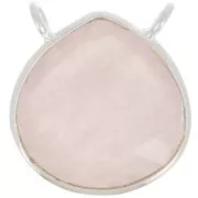 Intercalaire goutte facetté pour collier 17x16 mm - Argent 925 - Quartz rose x1