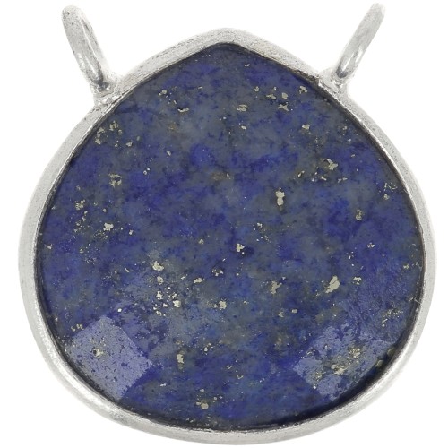 Intercalaire goutte facetté pour collier 17x16 mm - Argent 925 - Lapis lazuli x1