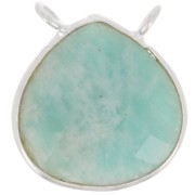 Intercalaire goutte facetté pour collier 17x16 mm - Argent 925 - Amazonite x1
