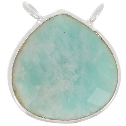 Intercalaire goutte facetté pour collier 17x16 mm - Argent 925 - Amazonite x1