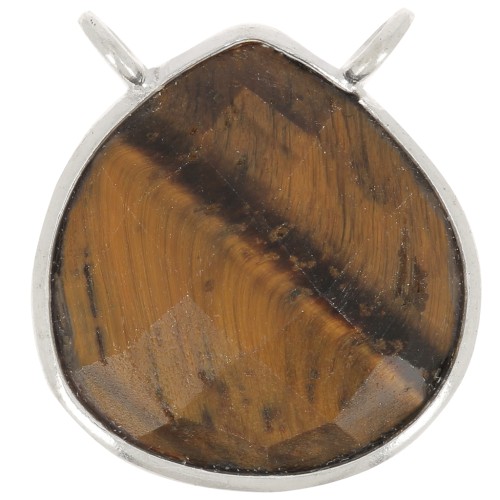 Intercalaire goutte facetté pour collier 17x16 mm - Argent 925 - Oeil de tigre x1