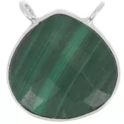 Intercalaire goutte facetté pour collier 17x16 mm - Argent 925 - Malachite x1
