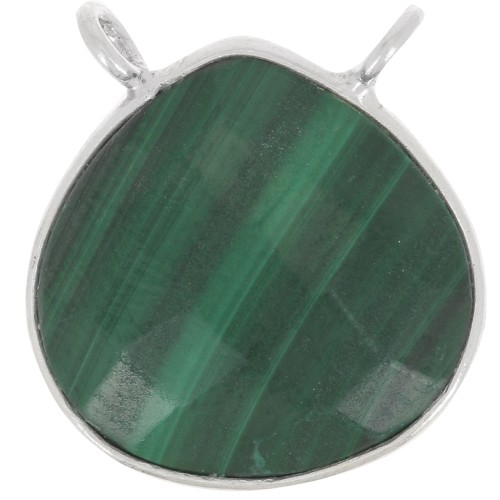 Intercalaire goutte facetté pour collier 17x16 mm - Argent 925 - Malachite x1