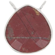 Intercalaire goutte facetté pour collier 17x16 mm - Argent 925 - Jaspe rouge x1