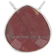 Intercalaire goutte facetté pour collier 17x16 mm - Argent 925 - Jaspe rouge x1