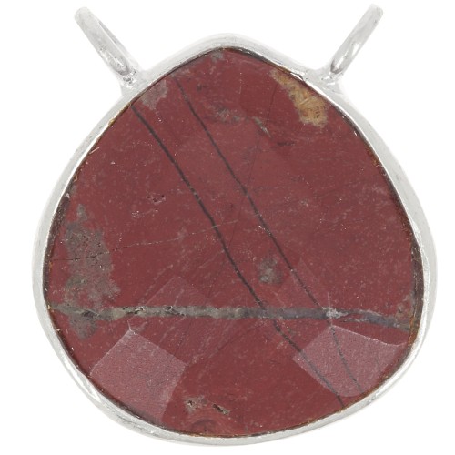 Intercalaire goutte facetté pour collier 17x16 mm - Argent 925 - Jaspe rouge x1