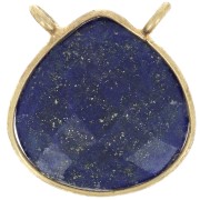Intercalaire collier goutte facetté 17x16 mm Argent 925 Doré Or fin - Lapis lazuli