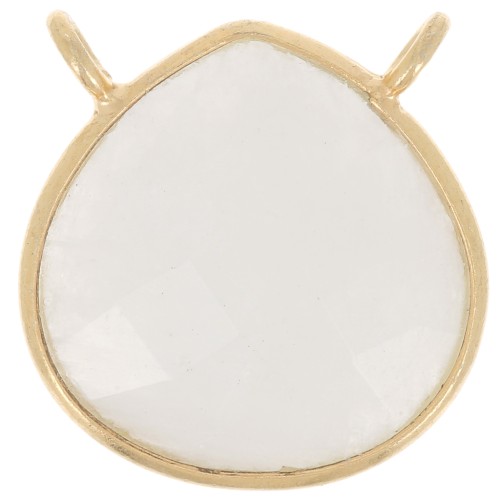 Intercalaire collier goutte facetté 17x16 mm Argent 925 Doré Or fin Pierre de lune