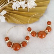 Perle en résine opaque effet mat 8 mm - Rouge corail x1