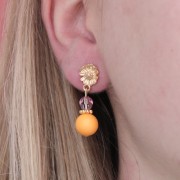 Perle en résine opaque effet mat 10 mm - Orange clair x1