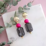 Perle en résine opaque effet mat 12 mm - Aubergine x1