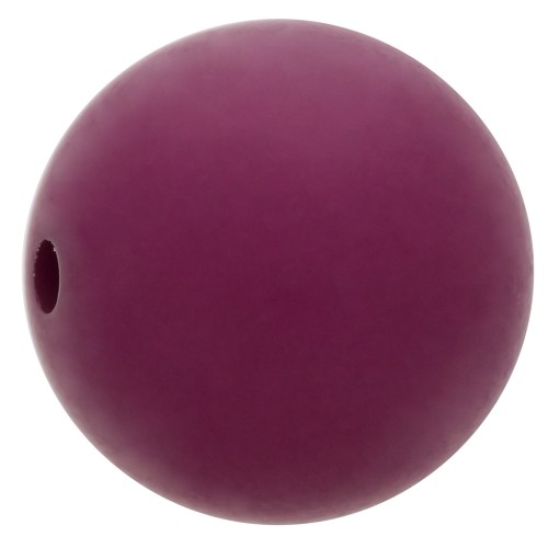Perle en résine opaque effet mat 14 mm - Aubergine x1
