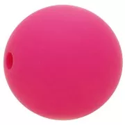 Perle en résine opaque effet mat 14 mm - Fuchsia x1