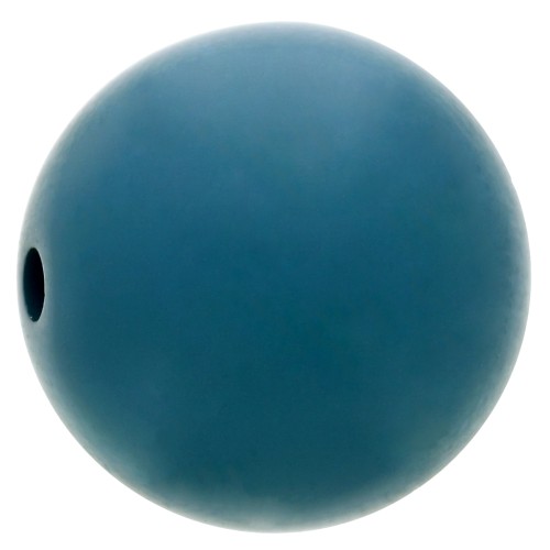Perle en résine opaque effet mat 14 mm - Bleu canard x1