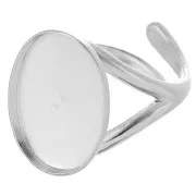 Bague serti cabochon fond plat 18x13 mm taille 52 à 58 - Argent 925 x1