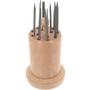 Support de rangement rond en bois 16.5x9 cm pour limes aiguilles - Naturel x1