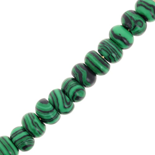 Perles rondelles - Heishi en imitation pierre gemme 8.5x5 mm - Malachite x15