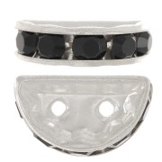 Rondelle Demi-Lune 14x8 mm argentée Jet x1|raw }}