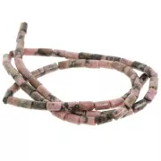 Perles tube en pierre gemme  6x3 mm - Rhodonite x38cm