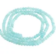 Perles rondelles aplaties facettées 3.5x2.5mm en pierre gemme  - Amazonite x39cm
