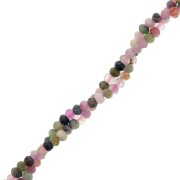 Perles rondelles aplaties facettées 3x2 mm en pierre gemme  - Tourmaline x39cm